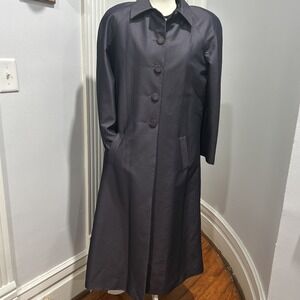 Vintage Lily & Taylor Light Wt 8 Trench Coat Iridescent Blue Classy Lined Jacket